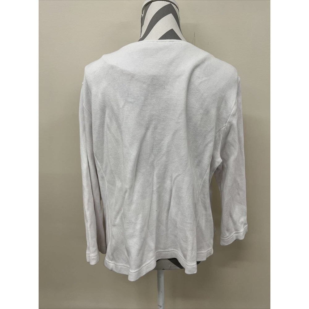 Bob Mackie Wearable Art MCM Themed Zip Up Sweater 100% Cotton XL White FS Chrty - Picture 3 of 11